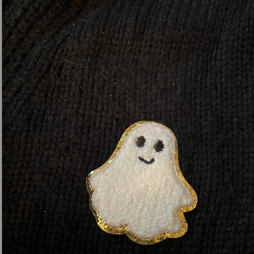Chic Wish Ghost Patch Buttoned Knit Halloween Cardigan Black Women - Picture 4 of 6